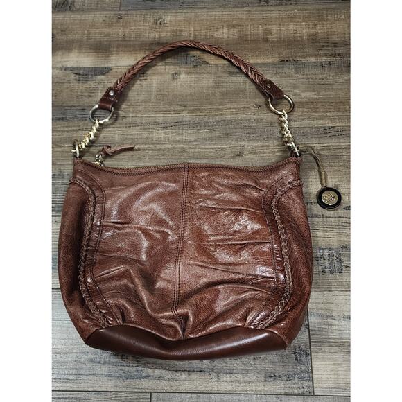 The Sac Leather Handbag Purse Brown Braided Handles. Pre-owned Clean 2179 - Picture 1 of 9